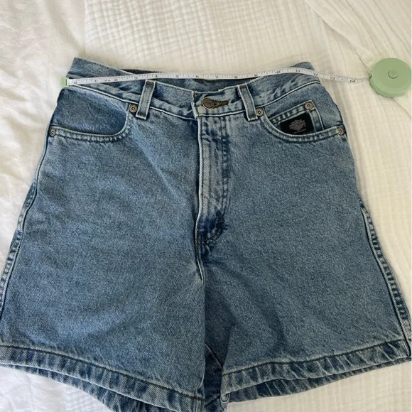 VINTAGE Harley Davidson High Rise Mid Thick Denim Jean Short Size 4